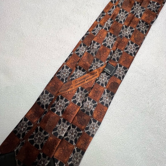 Ermenegildo Zegna Brown/Bronze Wheel Print Neck Tie - Picture 5 of 10
